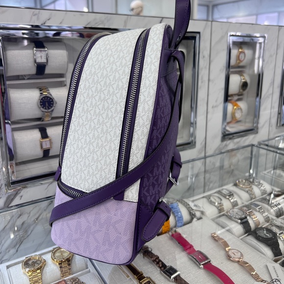 MICHAEL KORS Rhea Medium Color-Block Signature Logo Backpack - Picture 6 of 12